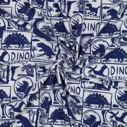 Baumwolljersey Dinocollage - kobaltblau