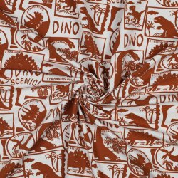 Baumwolljersey Dinocollage - rostorange
