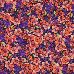 Baumwolljersey Digital Blumen - dunkelblau