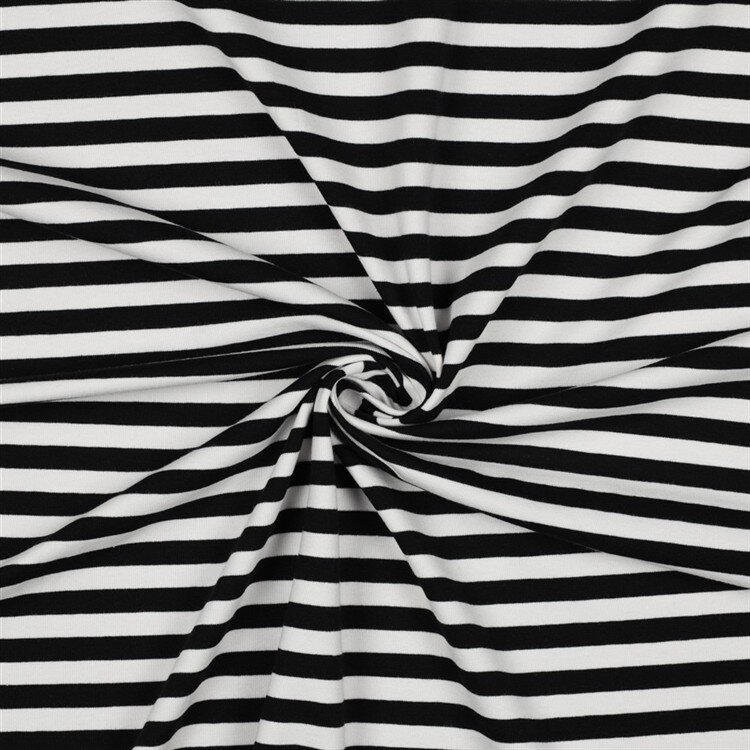 Baumwolljersey Streifen - schwarz