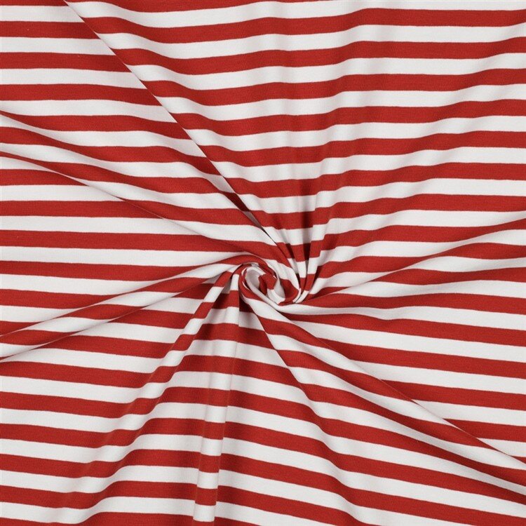 Baumwolljersey Streifen - steinrot