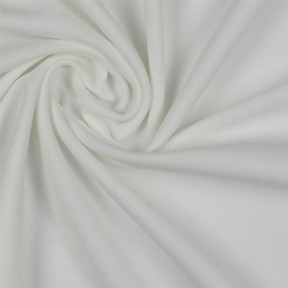 Rippenjersey angeraut Uni - altweiss