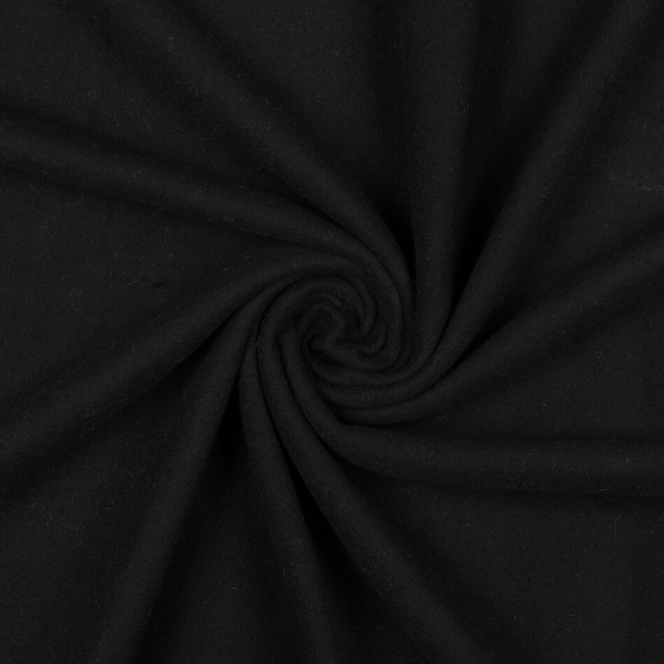 Baumwollfleece Uni Organic - schwarz