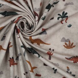 Baumwolljersey Digital Dino - taupe