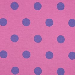 French Terry grosse lila Punkte - rosa