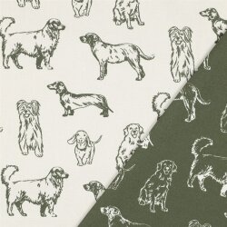 Canvas Hunde - creme/oliv