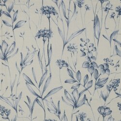 Canvas Digital Blumenzeichnungen - blau/creme