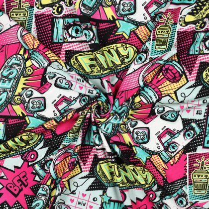 Baumwolljersey Digital Manga Skateboard - pink
