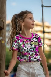 Baumwolljersey Digital Manga Skateboard - pink