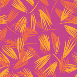 Viskose Popeline orange Blätter - pink
