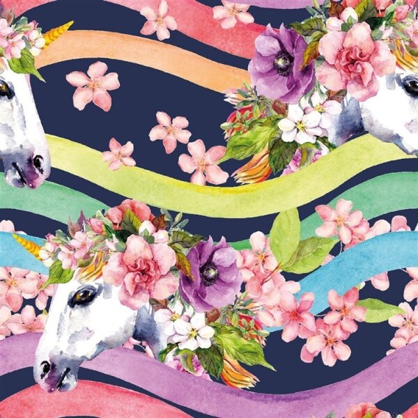 Softshell Digital Einhorn auf bunten Wellen dunkelblau