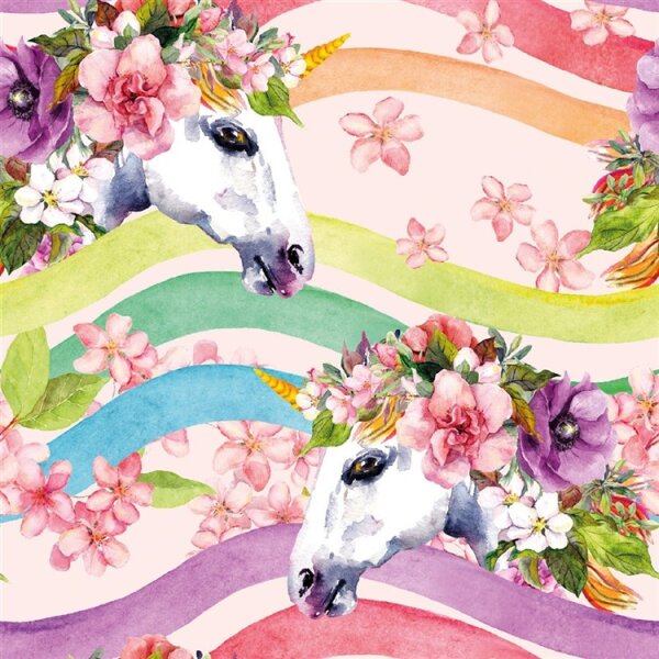 Softshell Digital Einhorn auf bunten Wellen hellrosa