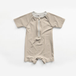 Funktions und Badeanzugstoff LSF50 Recycled Streifen - beige/creme