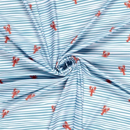 Badejersey LSF50 Recycled Hummer auf Streifen - wasserblau