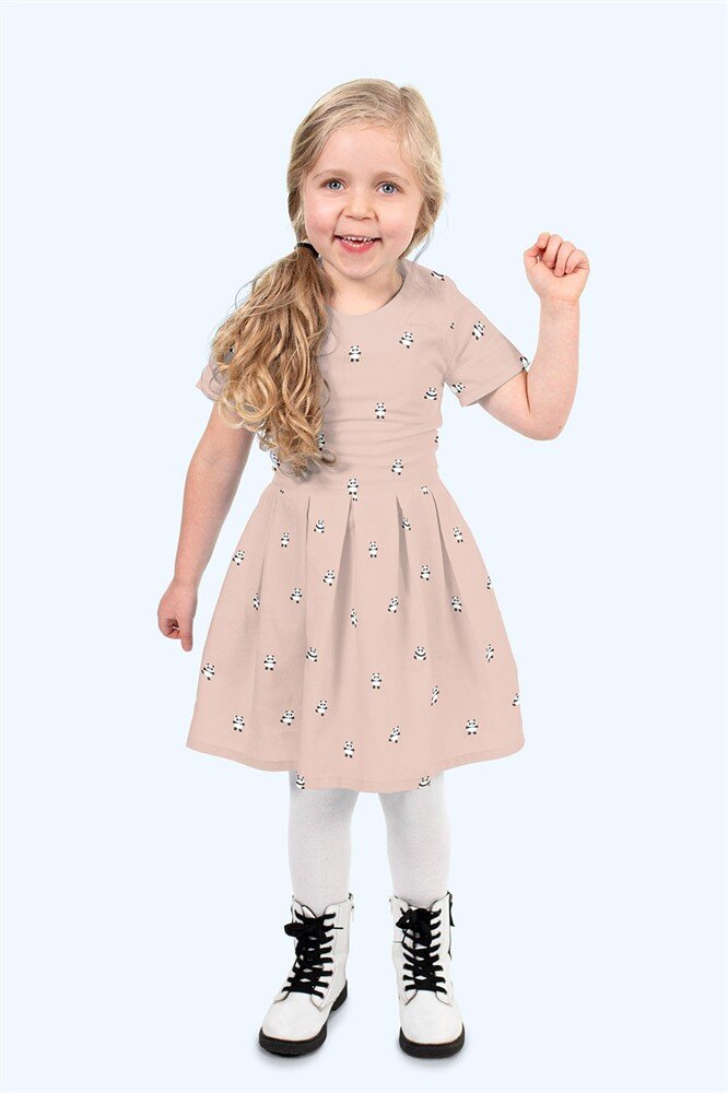 Baumwollpopeline fröhlicher Panda - hell softrosa