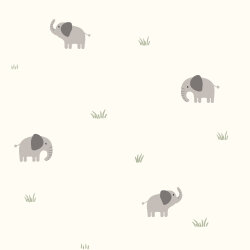 Baumwollpopeline kleine Elefanten - creme