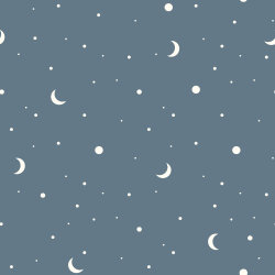 Baumwollpopeline Mond und Sterne - schattenblau