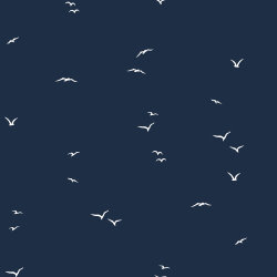 Baumwollpopeline fliegende Möwen - dunkelblau