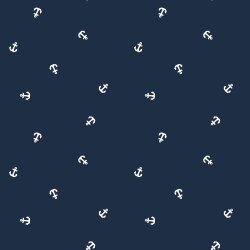 Baumwollpopeline kleine Anker - dunkelblau