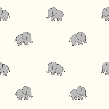 Baumwollpopeline Elefanten - creme
