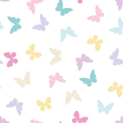 Baumwollpopeline Pastell Schmetterlinge - weiss