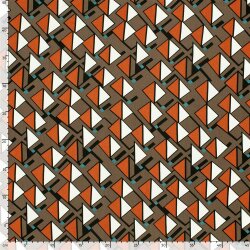 Viskose_Popeline bunte Dreiecke - taupe