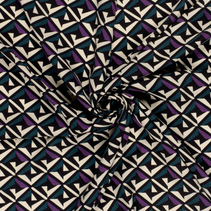 Viskose_Popeline gedrehte Quadrate - viola