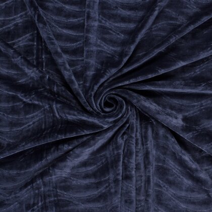 Samt Stretch Uni Wellen - marineblau