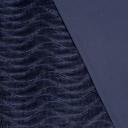 Samt Stretch Uni Wellen - marineblau