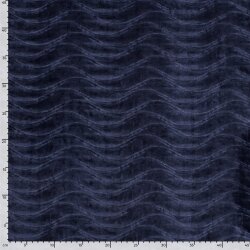 Samt Stretch Uni Wellen - marineblau