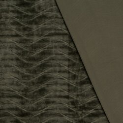 Samt Stretch Uni Wellen - oliv