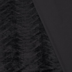Samt Stretch Uni Wellen - schwarz