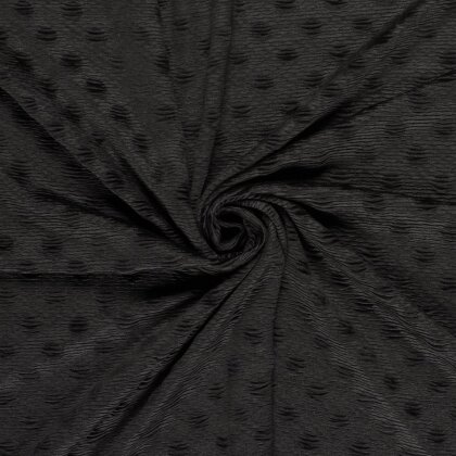 Samt Stretch Uni Punkte - schwarz