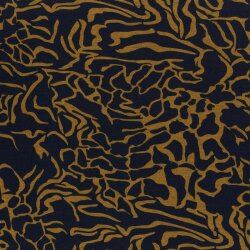 Polyester Viskose wildes Muster - marineblau/ocker