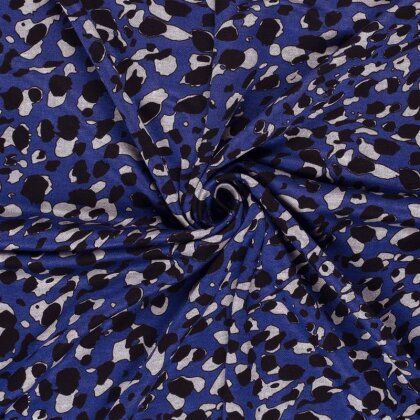 Poyester Viskose Mix Kleckse - royalblau