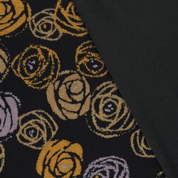 Polyester Viskose Kritzelrosen - schwarz