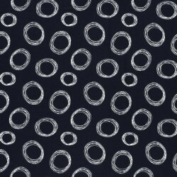 Viskose Nylon Jersey Köper Kringel - dunkelblau/weiß