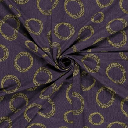 Viskose Nylon Jersey Köper Kringel - aubergine/gelb