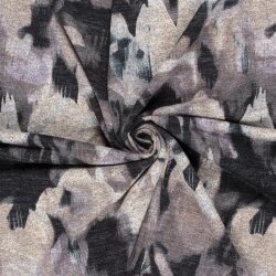 Polyester Viskose Jersey Gebürstet Blüten - silbergrau