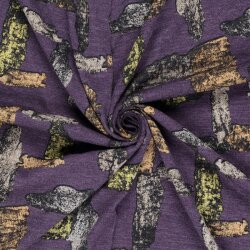 Polyester Viskose Jersey Gebürstet Aquarellstriche - lila