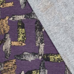 Polyester Viskose Jersey Gebürstet Aquarellstriche - lila
