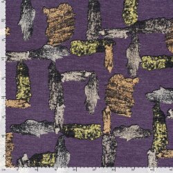 Polyester Viskose Jersey Gebürstet Aquarellstriche - lila