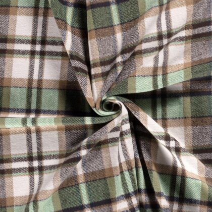 Polyesterstoff Gebürstet Jacquard Karo - creme/grün