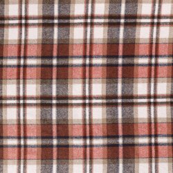 Polyesterstoff Gebürstet Jacquard Karo- creme/ziegelrot