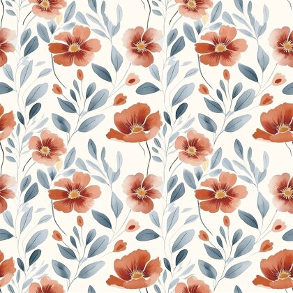 French Terry Digital Organic Blumenwiese - wollweiss