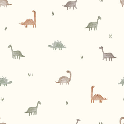 Regenjackenstoff leicht süsse bunte Dinos - creme