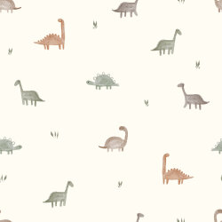 Regenjackenstoff leicht süsse bunte Dinos - creme