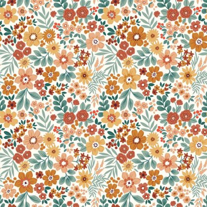 Regenjackenstoff leicht Blumenwiese - creme