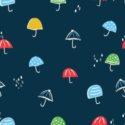Regenjackenstoff leicht bunte Regenschirme - dunkelblau