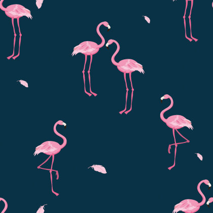 Regenjackenstoff leicht Flamingos - dunkelblau